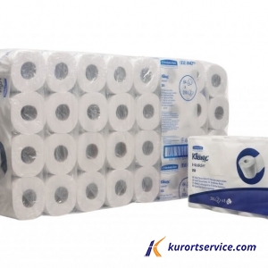 Туалетная бумага в стандартных рулонах Kleenex с логотипом, 2 сл, 42м, 350 