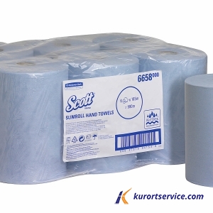 Бумажные полотенца в рулонах Scott Slimroll голубые 1 слой, 165 м, 6 рул/ко
