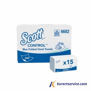 Бумажные полотенца в пачках Scott Control голубые 1 слой,240 листов, 15 пач