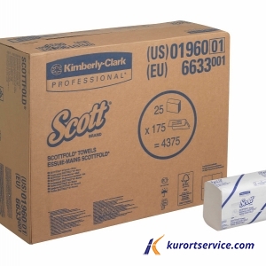 Бумажные полотенца в пачках Scott Scottfold M белые, 1 слой, 175 листов, 25